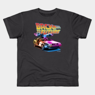 Delorean Back To the Future Synthwave Colors Kids T-Shirt
